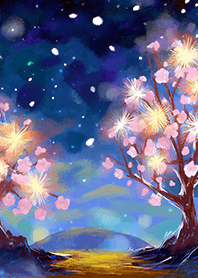 Beautiful night cherry blossoms#139