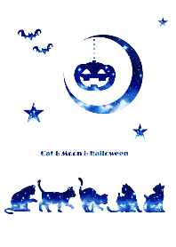 猫と月とハロウィン2019 白青Ver.