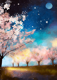 Beautiful night cherry blossoms#1113