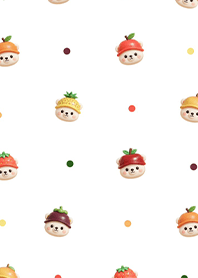 White bear with cute fruit hat (Pp)