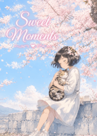 桜の下の少女と猫 V.5