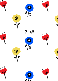Stylish colorful floral pattern. Korean.