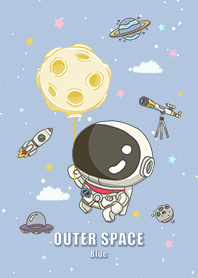 浩瀚宇宙 可愛寶貝太空人 滿月 藍色星空
