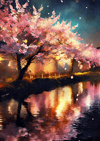 Beautiful night cherry blossoms#2066
