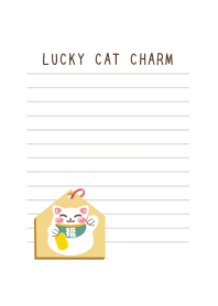 LUCKY CAT CHARM NOTEBOOKj-WHITE