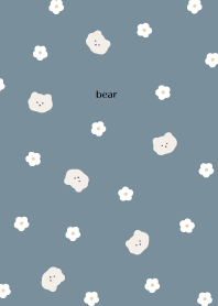 funyafunya-bears&flowers/dull blue&beige