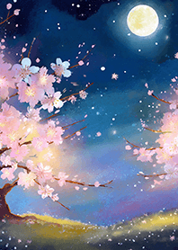 Beautiful night cherry blossoms#749