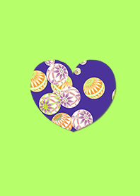 Japanese Pattern Ball Heart Green