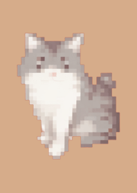 ธีม Cat Pixel Art สีเบจ 02