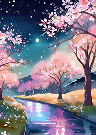 Beautiful night cherry blossoms#761