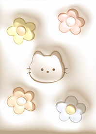 beige plump cat and flower 05_2