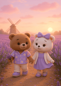 Lavender Sunset Pathway Bear Date