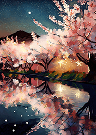 Beautiful night cherry blossoms#1265