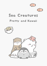 Pretty and kawaii sea creatures simple
