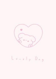 dog in heart-dull pink.