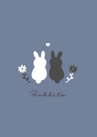 กระต่ายกับดอกไม้ /blue gray