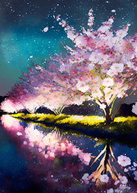 Beautiful night cherry blossoms#2556