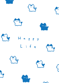 แมว．white blue