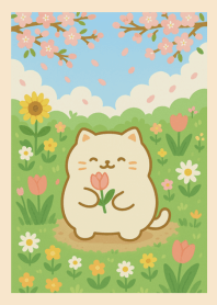 แมวในสวนดอกไม้ mochi