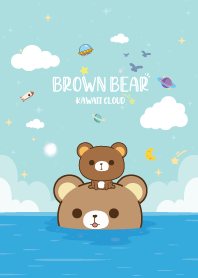 Brown Bear On The Sea Swim
