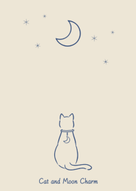 Cat and Moon Charm (light beige)