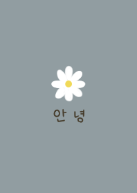 Dull blue and flowers. Korean.
