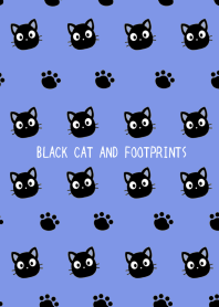 BLACK CAT AND FOOTPRINTSj-DUSTY BLUE