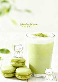 Matcha Meow - Latte & Macaron -