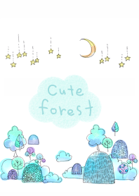 Cute Nordic forest, blue.