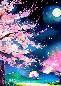 Beautiful night cherry blossoms#1851