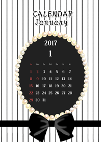 2017 CALENDAR January Pearl ribbon