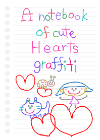 A notebook of cute Hearts graffiti