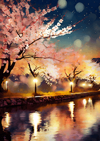 Beautiful night cherry blossoms#858