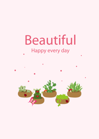 可愛粉色系植物盆栽