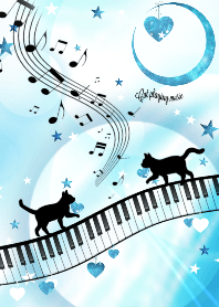 Cat Playing Music Piano Heart Ver.
