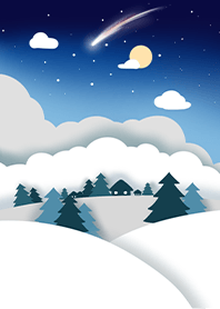 White snow at night