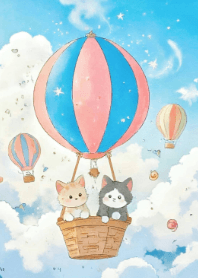 Cute Cats and Hot Air Balloon - jp