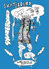 SKATEBOARD GRAFFITI skater marine  blue