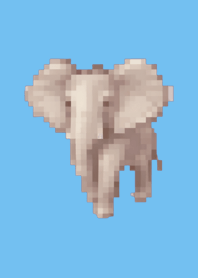 elephant Pixel Art Theme  Blue 05