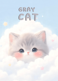 Lovely Gray Cat In Sky Land