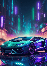 Cyberpunk city lambo