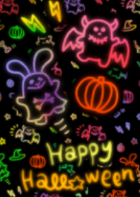 Rock rabbit and skull -halloween neon