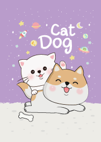 Shiba Dog & Cat (Purple)
