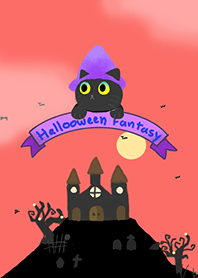 Cat Noir Halloween Fantasy Sunset