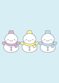 Purple yellow blue: snowman trio theme