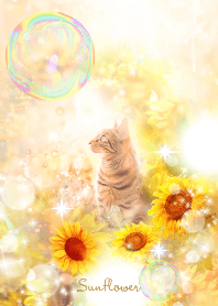 金運がグングン上昇するひまわりと猫