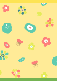 Pop flowers on yellow