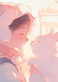 少年與白貓の擁抱❤️