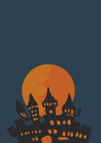 halloween house and moon