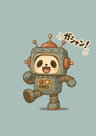 Panda in a Robot Costume Sage Green#11